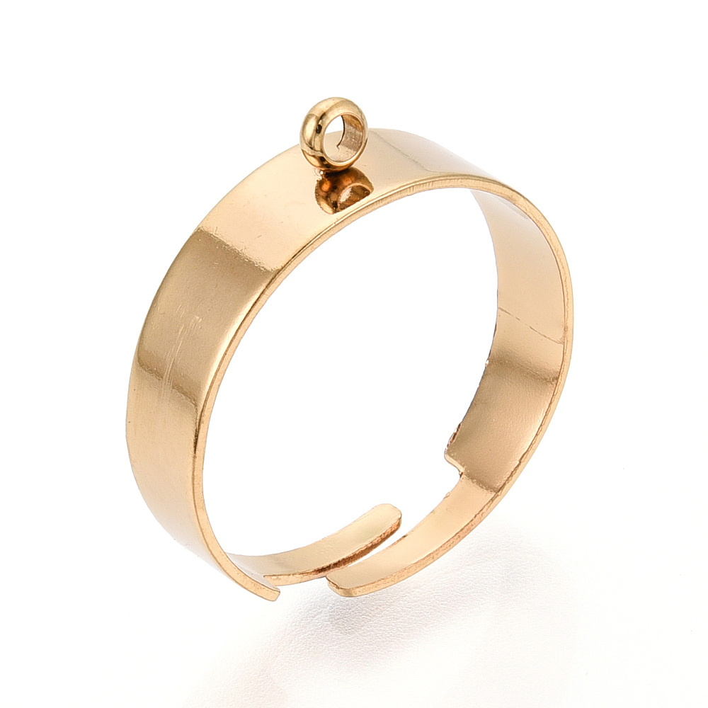 Support bague en INOX doré, placage ionique, réglable, véritable 18k plaqué or, taille 17,5mm, trou 1,8mm
