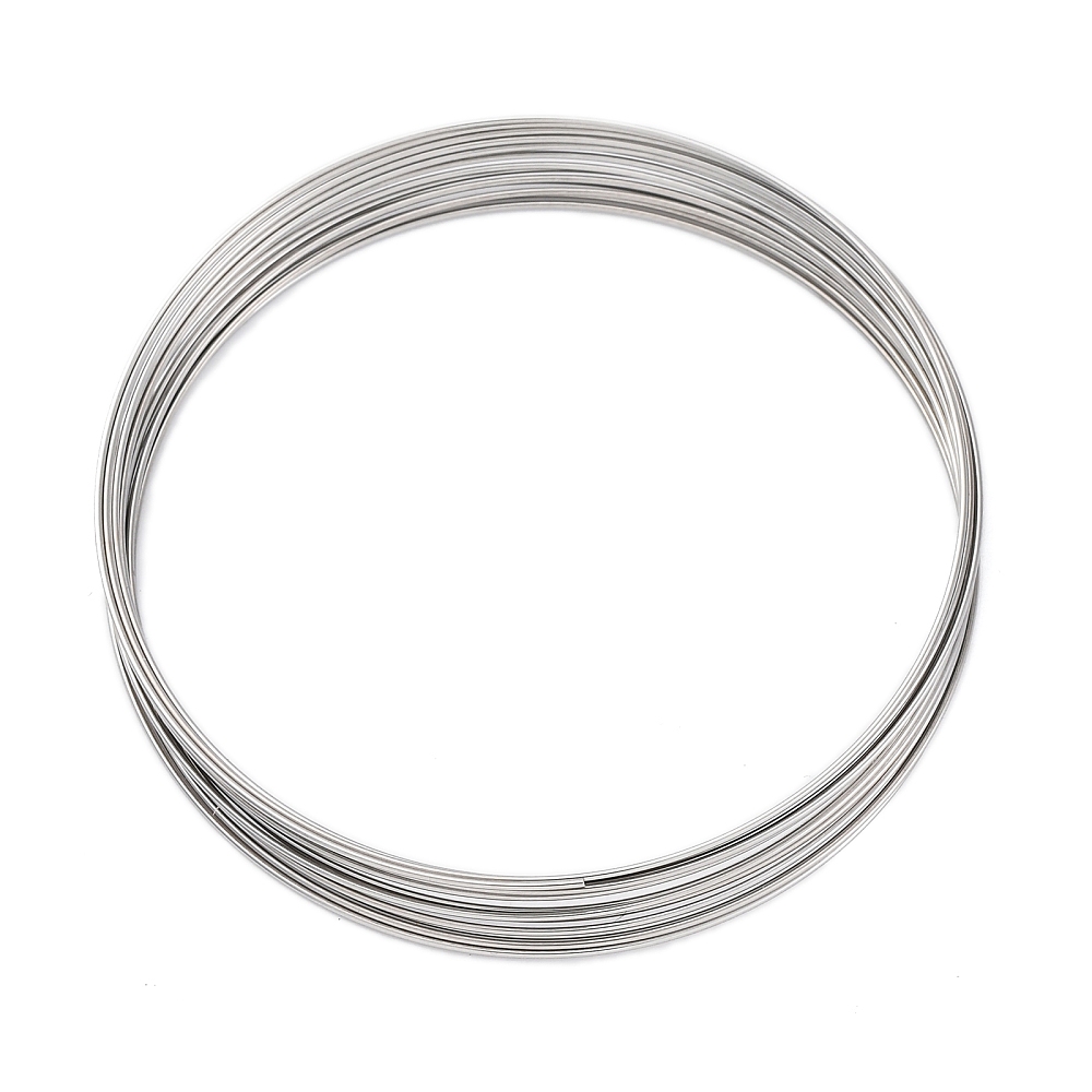 [TWIR-G002-01P] Bracelet en fil mémoire de forme en INOX argenté, 14 tours, épais. 0,5mm, diam. 6cm, bobine de 2,8 mètres