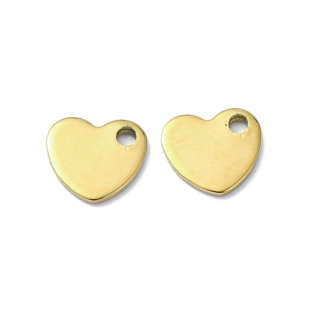 Pendentif INOX doré, placage ionique, plaqué or 18k, coeur plat, 6,5x7x1mm, trou 1,2mm, l'unité