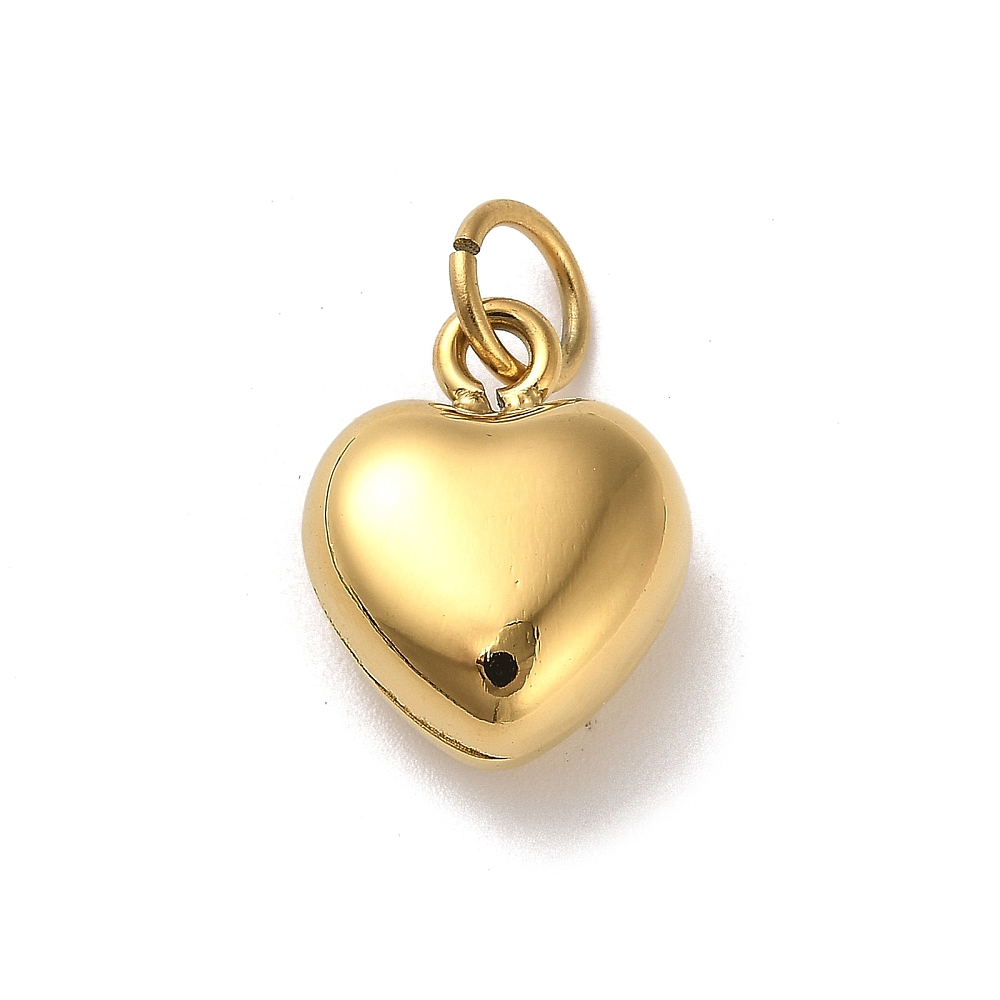 Pendentif INOX doré, placage ionique, plaqué or 18k, coeur plein, 14x13x6mm, anneau 5mm, l'unité