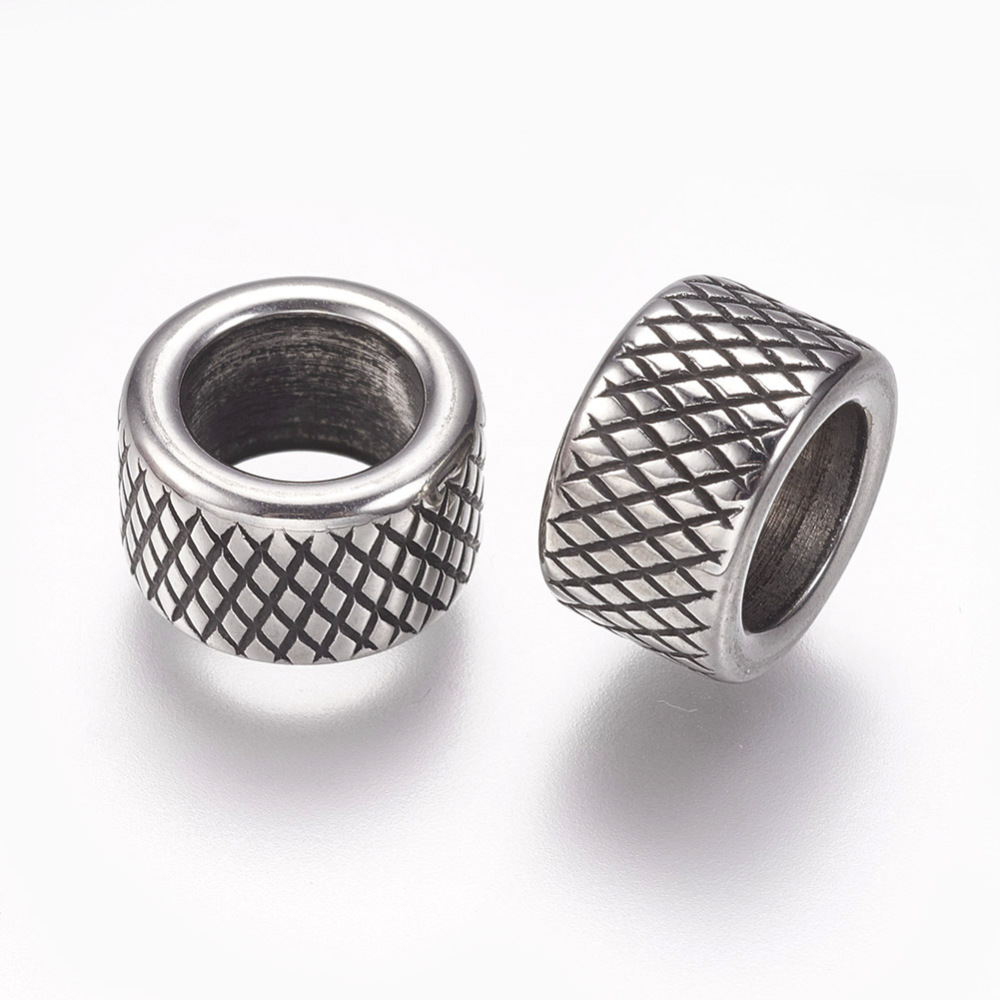 Cache noeud INOX argenté, colonne gravée, 10x6mm, trou 6,5mm, l'unité