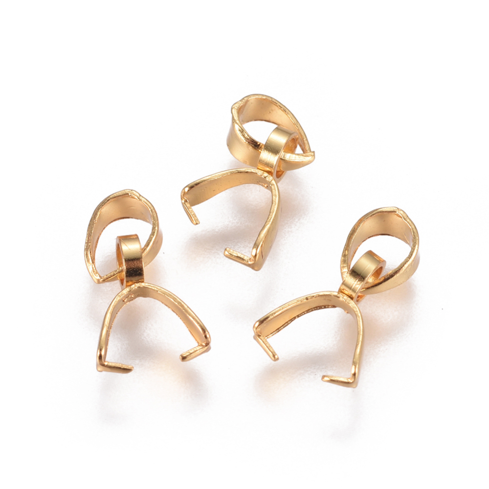 Bélière INOX doré avec passant, 9x2,5mm, trou 3,5x5mm, l'unité