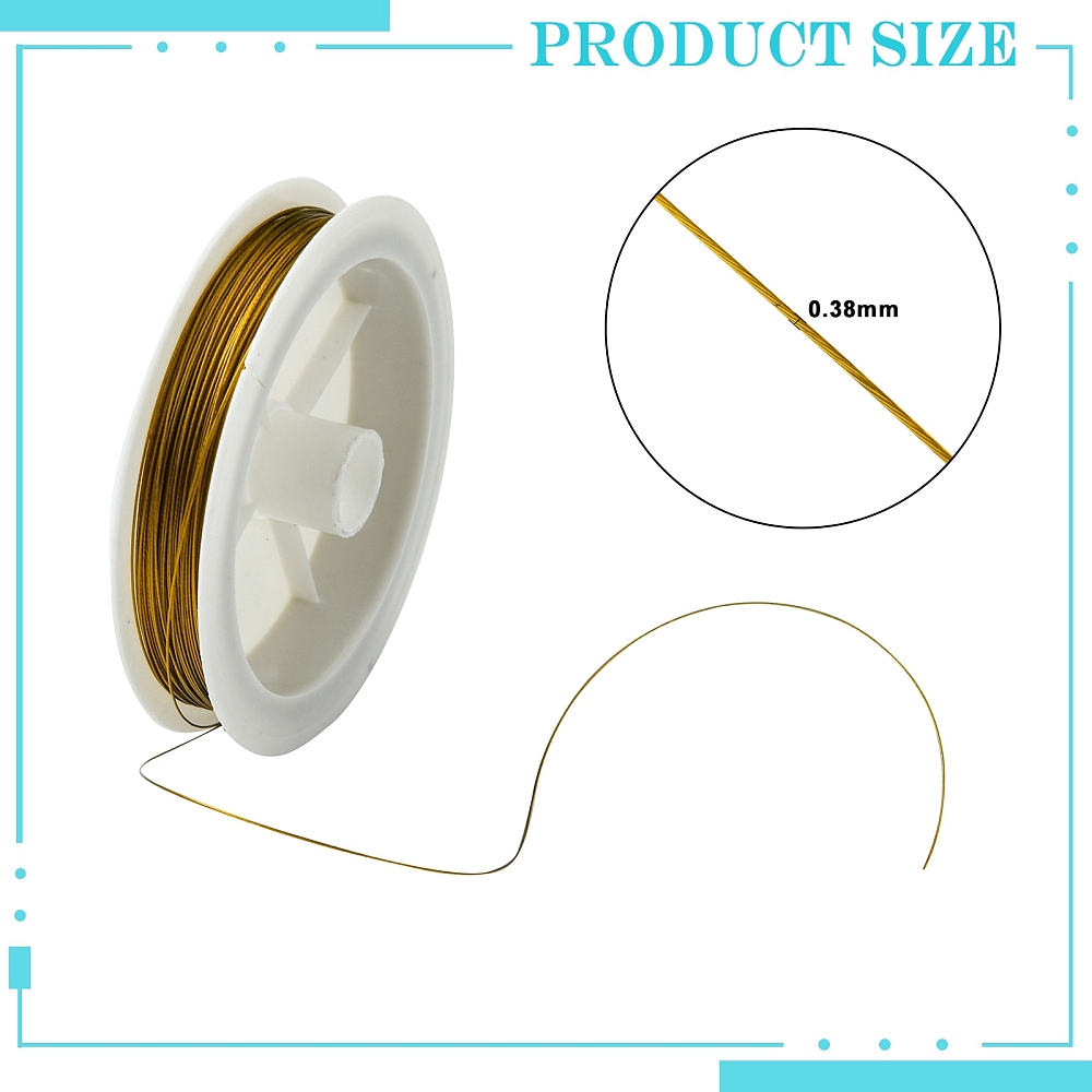 [L0.38mm07] Câble INOX, revêtu de nylon, couleur or, 0,38mm, la bobine de 50m