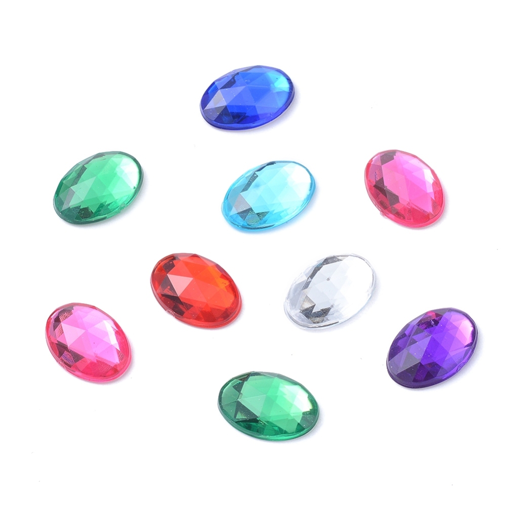 [GACR-A008-10x14mm-M] Strass en acrylique à dos plat, en forme de goutte, facettés, couleur arc en ciel, 18x13x4mm, 250 pièces/boîte
