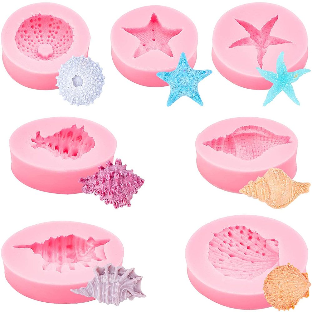 Moule en silicone, coquillage, modèles différents, 79x62,5x15,5mm, taille intérieure 49,5x44,5 mm, l'unité