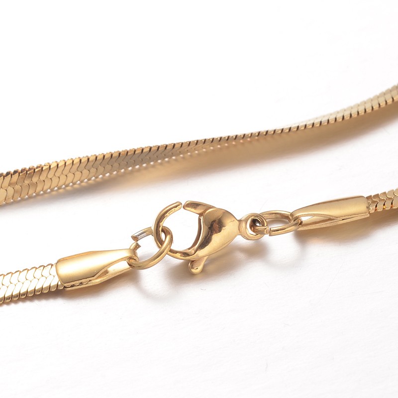 Collier chaîne INOX doré, placage ionique, maille serpent, largeur 3mm, longueur 40cm, l'unité