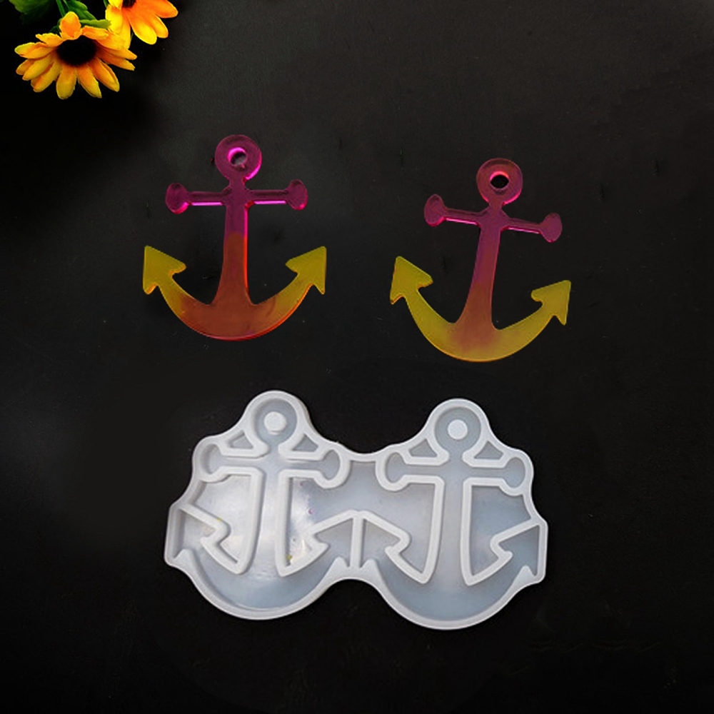 Moule en silicone, 2 ancres, 46x39mm, trou 4mm, l'unité