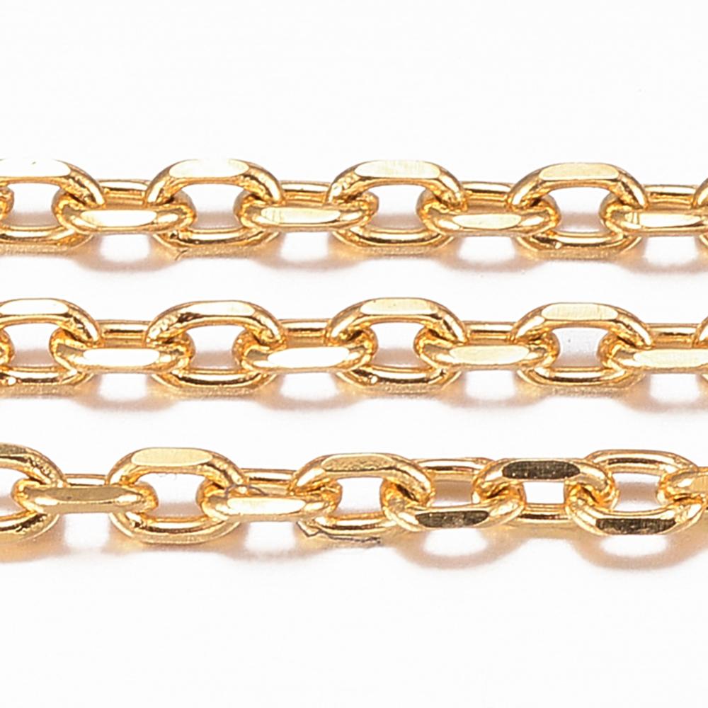 [CHS-H009-22G] Chaîne en INOX doré, placage ionique, soudé ovale 2,5x1,8x0,5mm, au mètre
