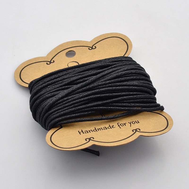 [X-YC2mm131] Fil coton ciré de diamètre 2mm, NOIR, paquet de 10m