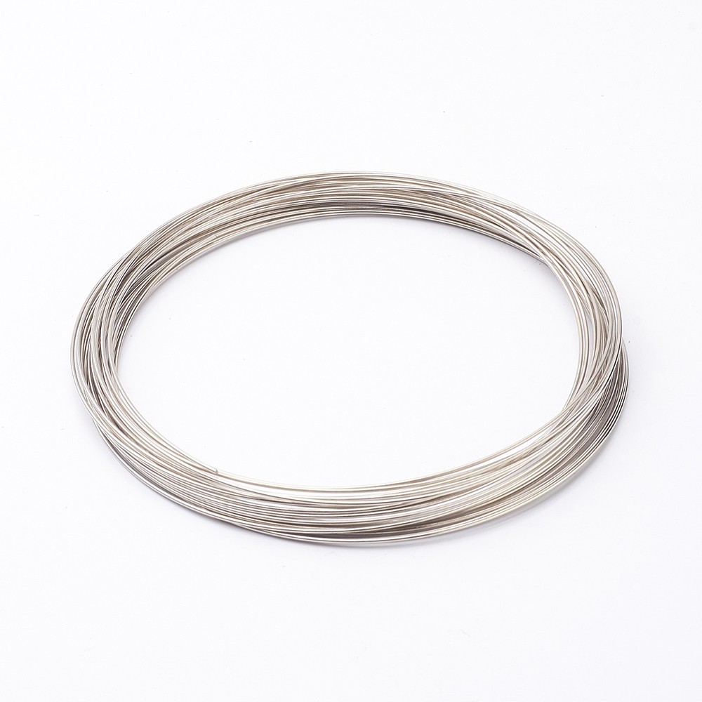 [TDCAR   X-MW11.5cm-1] Collier en fil mémoire de forme en acier argenté, épais. 1mm, diam. 11,5cm, conditionné en 1,5 tour (54cm)