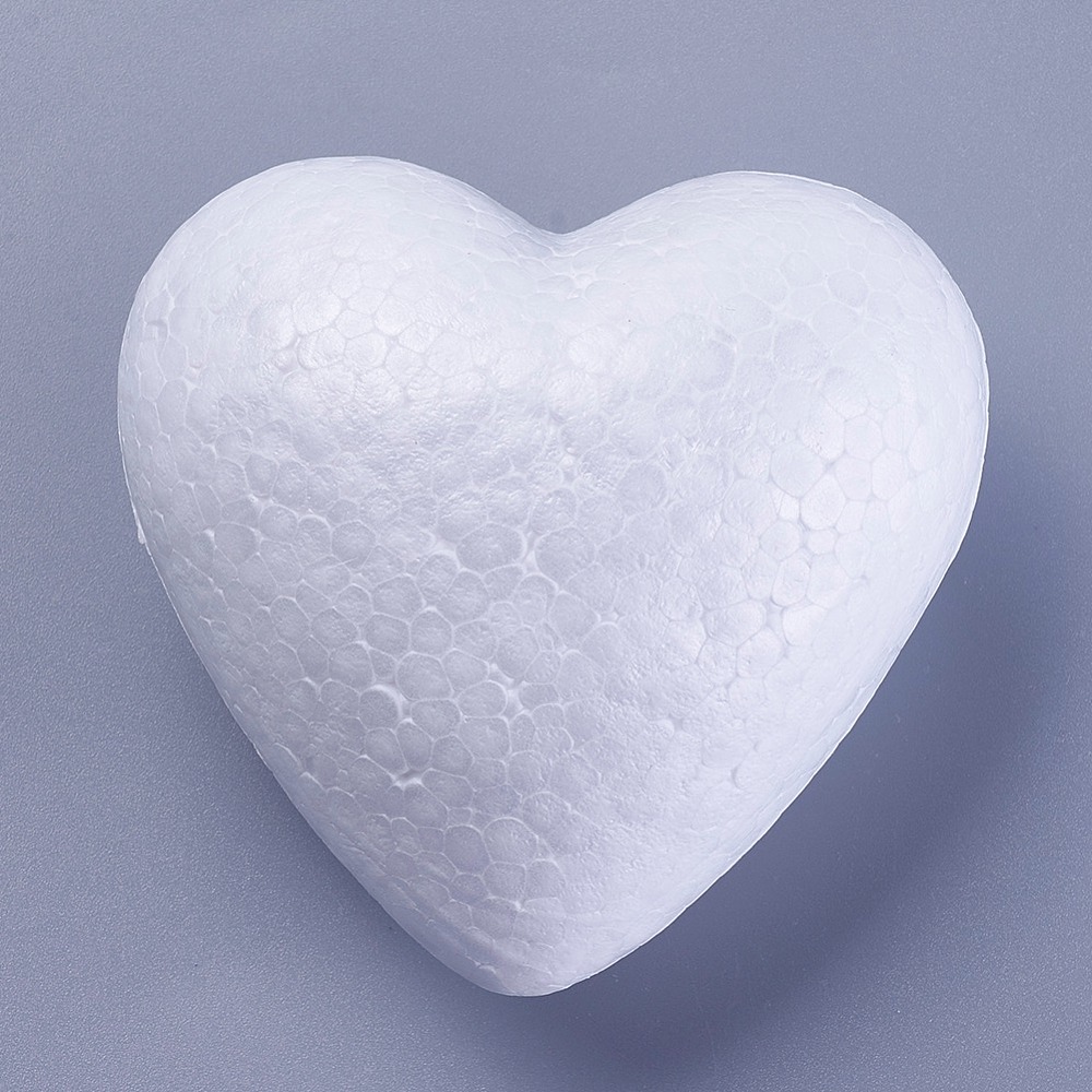 Coeur en polystyrène blanc, 8x8x5cm, l'unité
