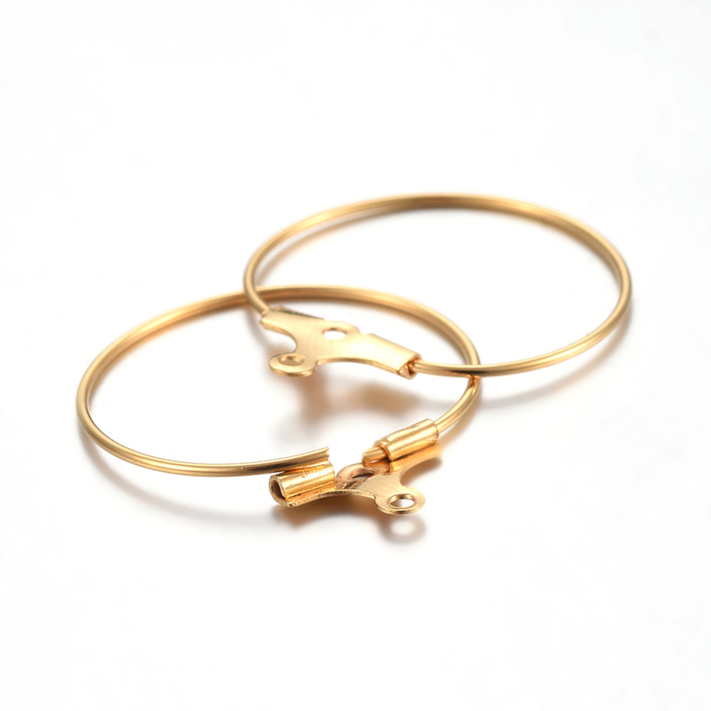 Boucle d'oreille créole INOX doré à suspendre, plaqué or 18k, 20x0,7mm, trou 1mm, l'unité