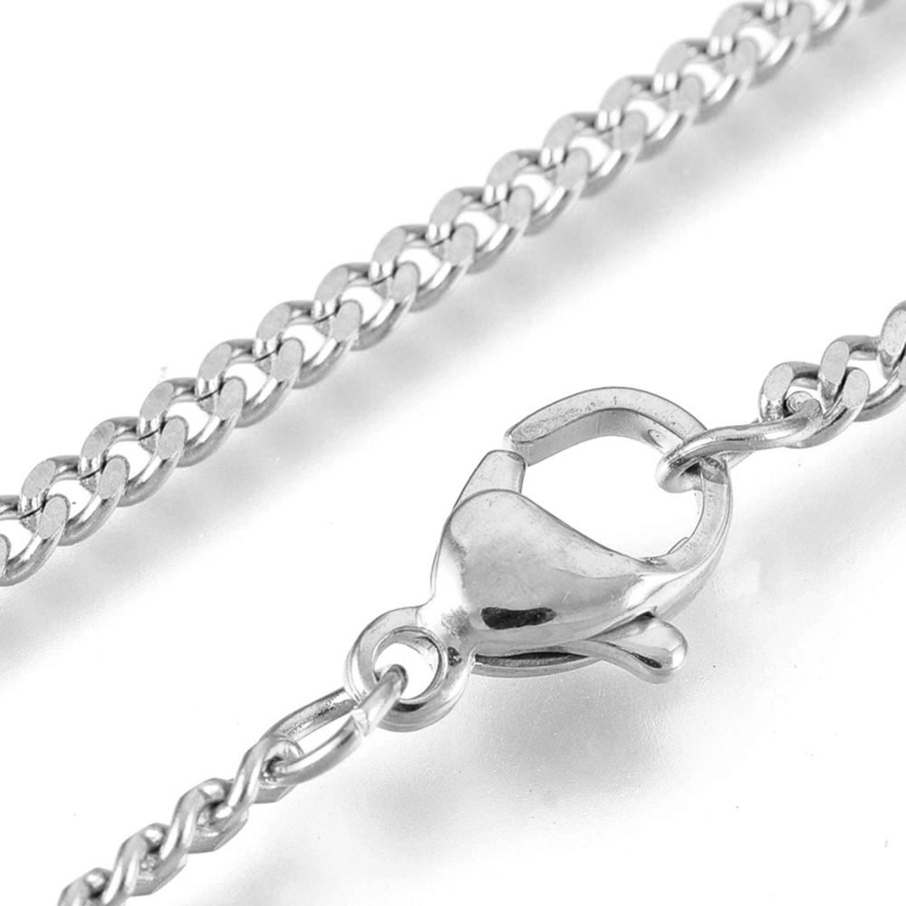 Collier chaîne INOX argenté, largeur 2mm, longueur 60cm