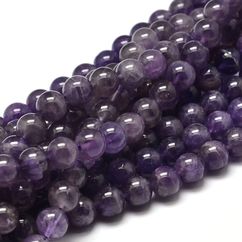 [1120    X-GSR6mmC062] Pierre Améthyste naturelle mauve grade B ronde 6mm trou 1mm