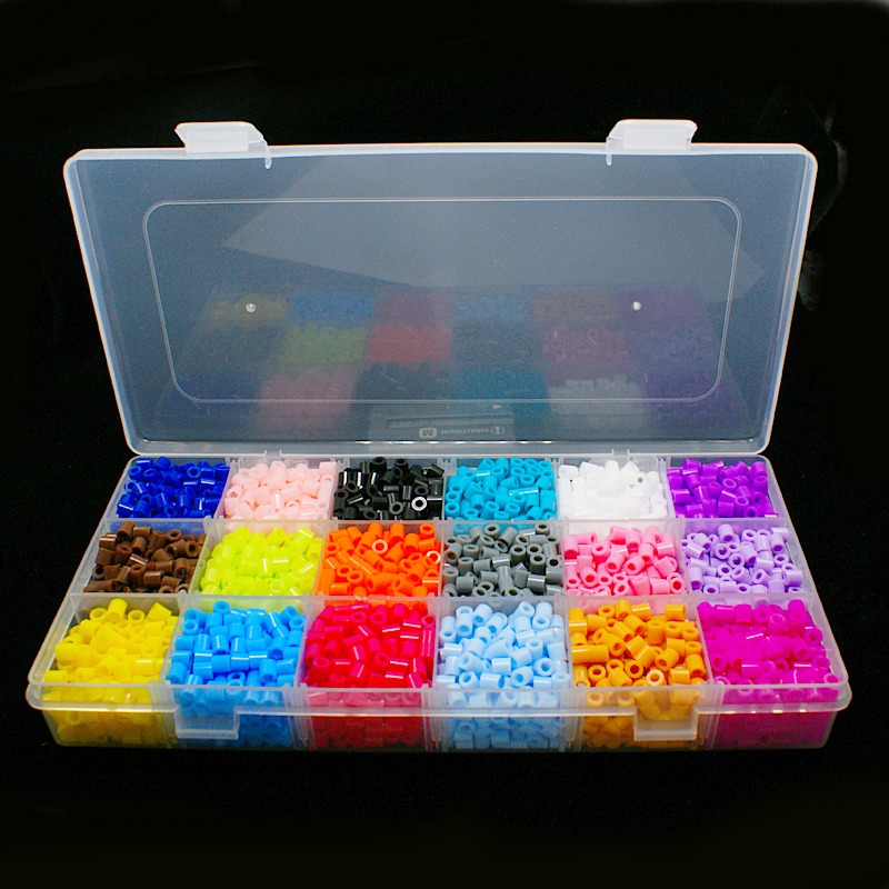 [DIY-X0008-B] Coffret de perles à repasser 5x5mm, trou 3mm, 18 couleurs