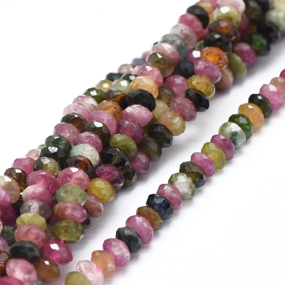 [G-D0010-23B] Pierre Tourmaline, naturelle, nuances mauve/noir, rondelles à facettes, 4/5x2.5/3mm, Trou: 0.8mm