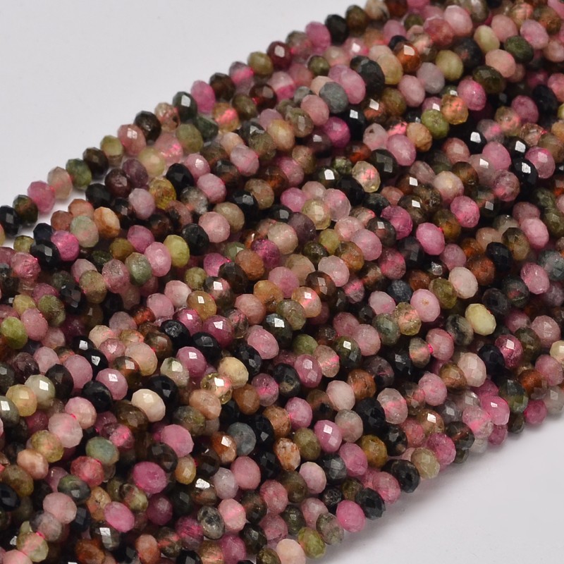 [G-F269-44] Pierre Tourmaline, naturelle, nuances gris noir, facette, 3x2mm trou 1mm