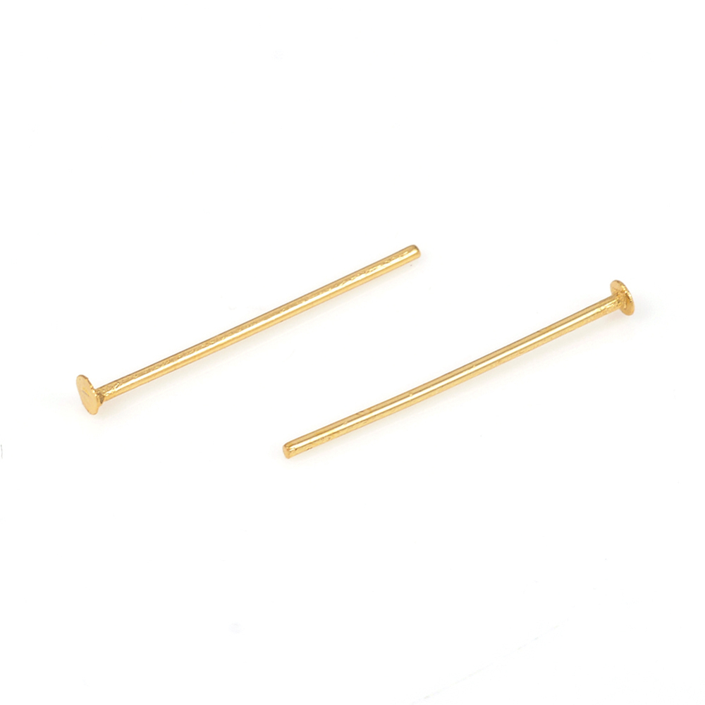 Tige INOX doré, tête plate, 15,5x0,6mm, tête 1,4 mm, l'unité