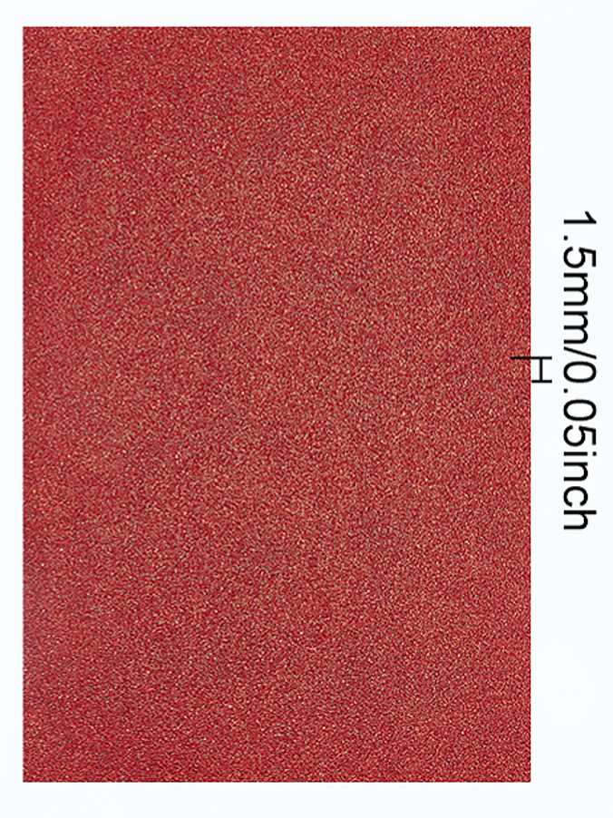 Feuille caoutchouc mousse pailletée,  300x200x1,7, ROUGE, l'unité