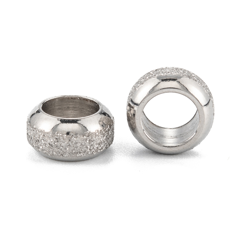 Séparateur INOX argent, rondelle givrée, 8x4mm, trou 5mm, l'unité