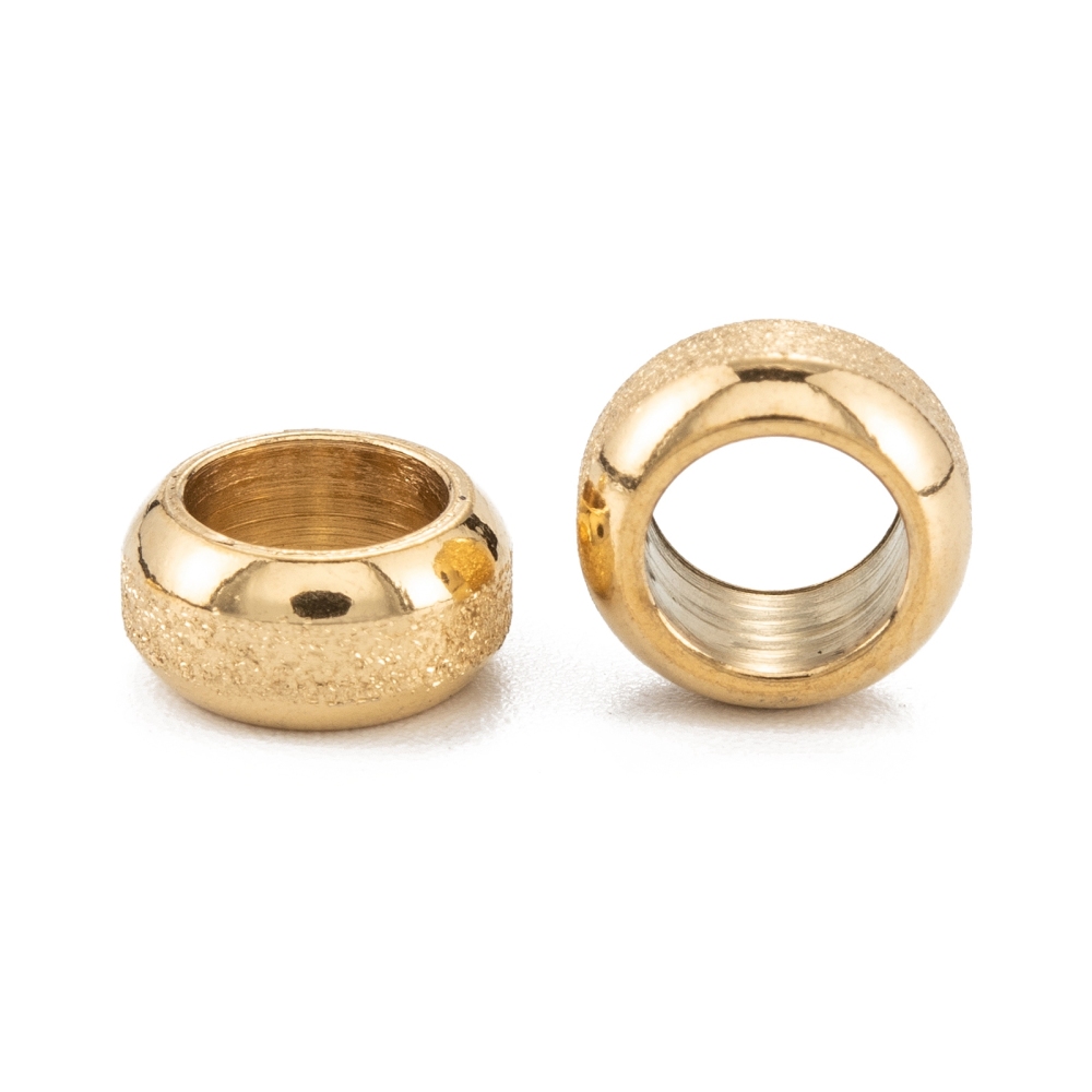 Séparateur INOX doré, placage ionique, rondelle givrée, 8x4mm, trou 5mm, l'unité