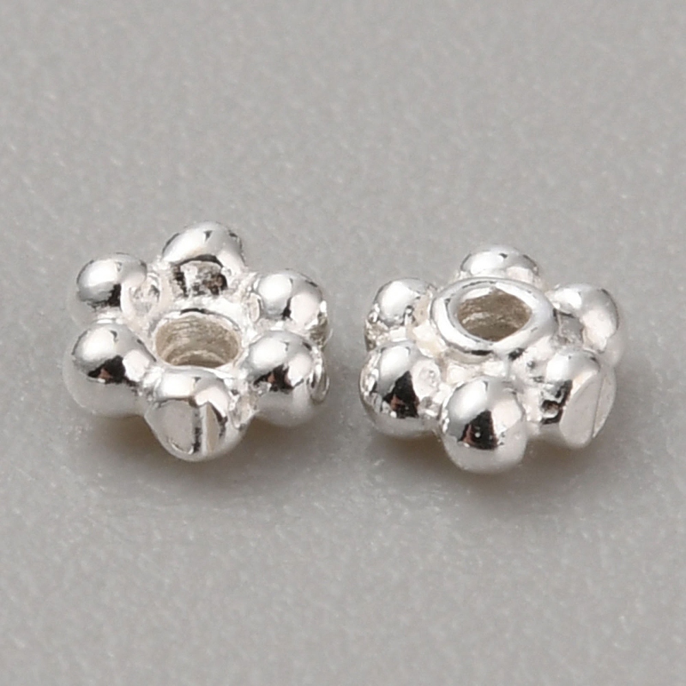 [STER-WH0010-15S] Perle séparateur en argent S925, fleur/flocon, 3x1mm, trou 0,7mm, l'unité