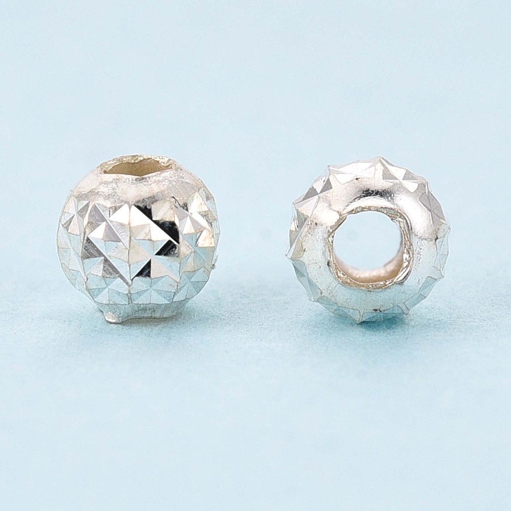 Perle séparateur en argent S925, ronde, 3mm, trou 1,2mm, l'unité