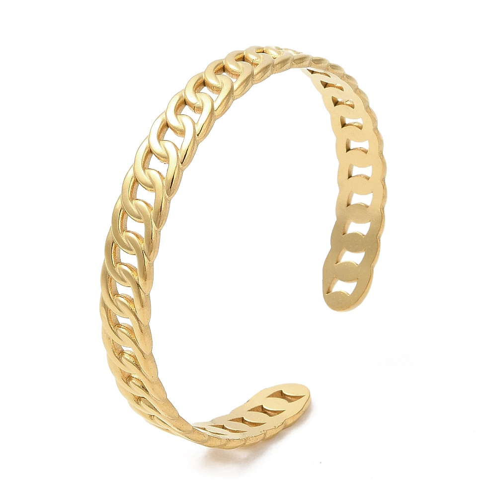 Jonc réglable INOX doré, placage ionique, maille gourmette, 5,2cm, réglable