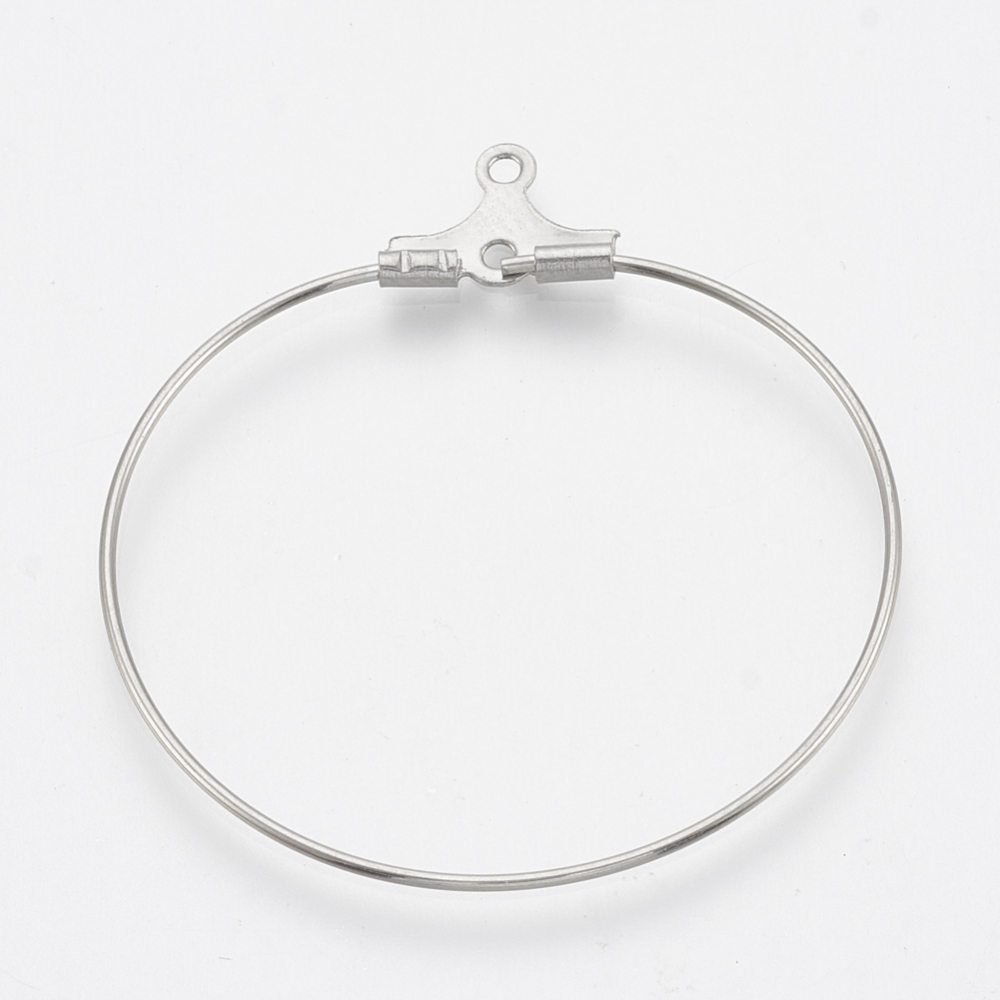 Boucle d'oreille créole INOX argenté à suspendre, 35x0,7mm, trou 1mm, l'unité