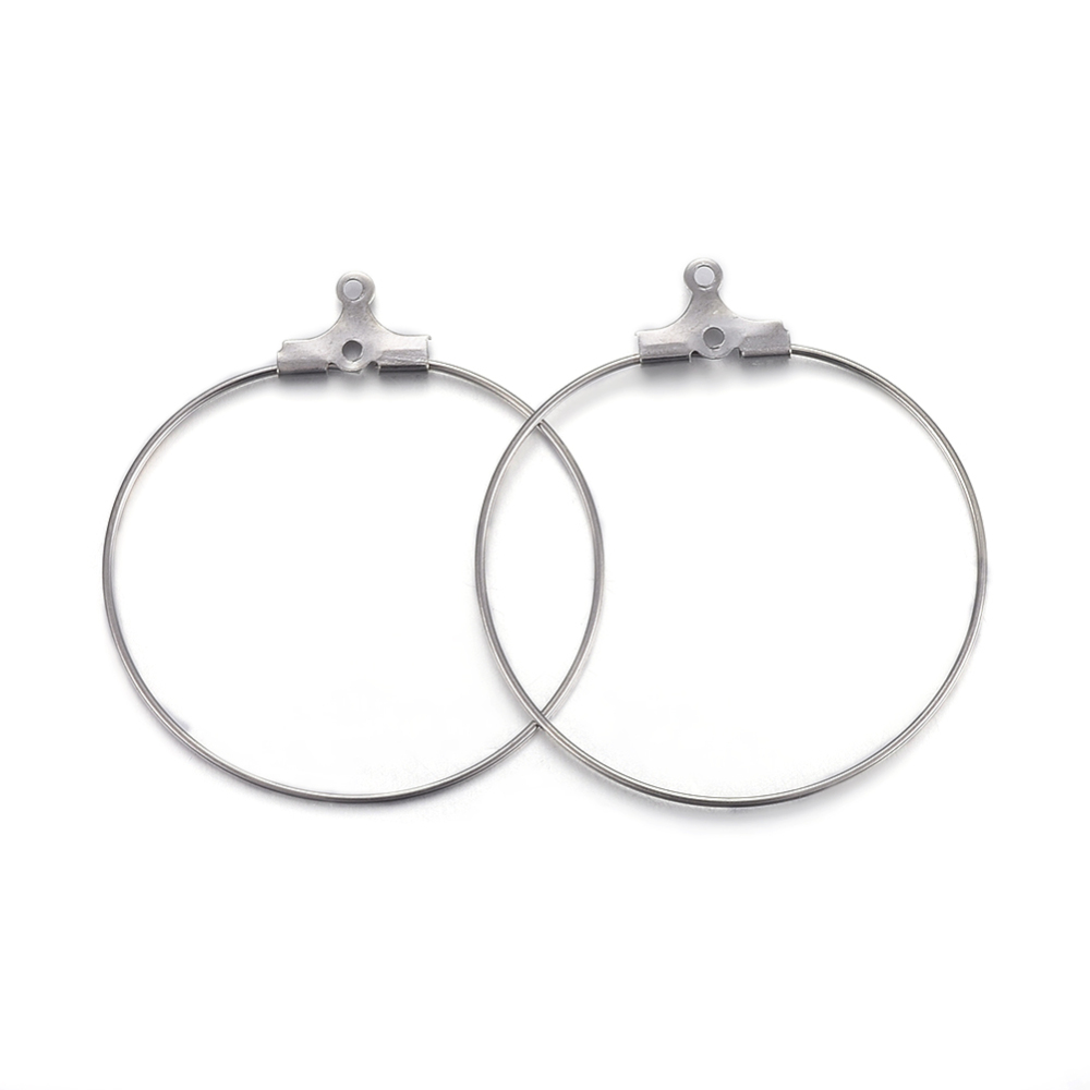 [STAS-F191-09P-C] Boucle d'oreille créole INOX argenté à suspendre, 30x0,7mm, trou 1mm, l'unité