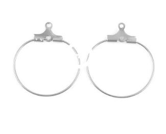 Boucle d'oreille créole INOX argenté à suspendre, 25x0,7mm, trou 1mm, l'unité