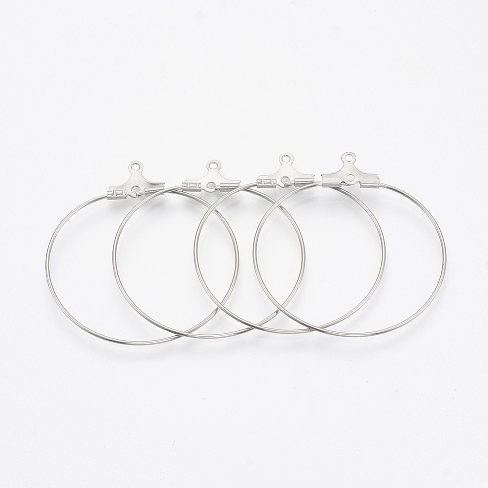 [STAS-T031-20-50mm] Boucle d'oreille créole INOX argenté à suspendre, 50x0,7mm, trou 1mm, l'unité