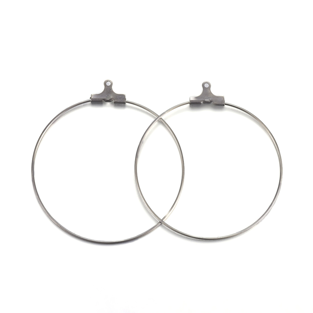 Boucle d'oreille créole INOX argenté à suspendre, 40x0,7mm, trou 1mm, l'unité