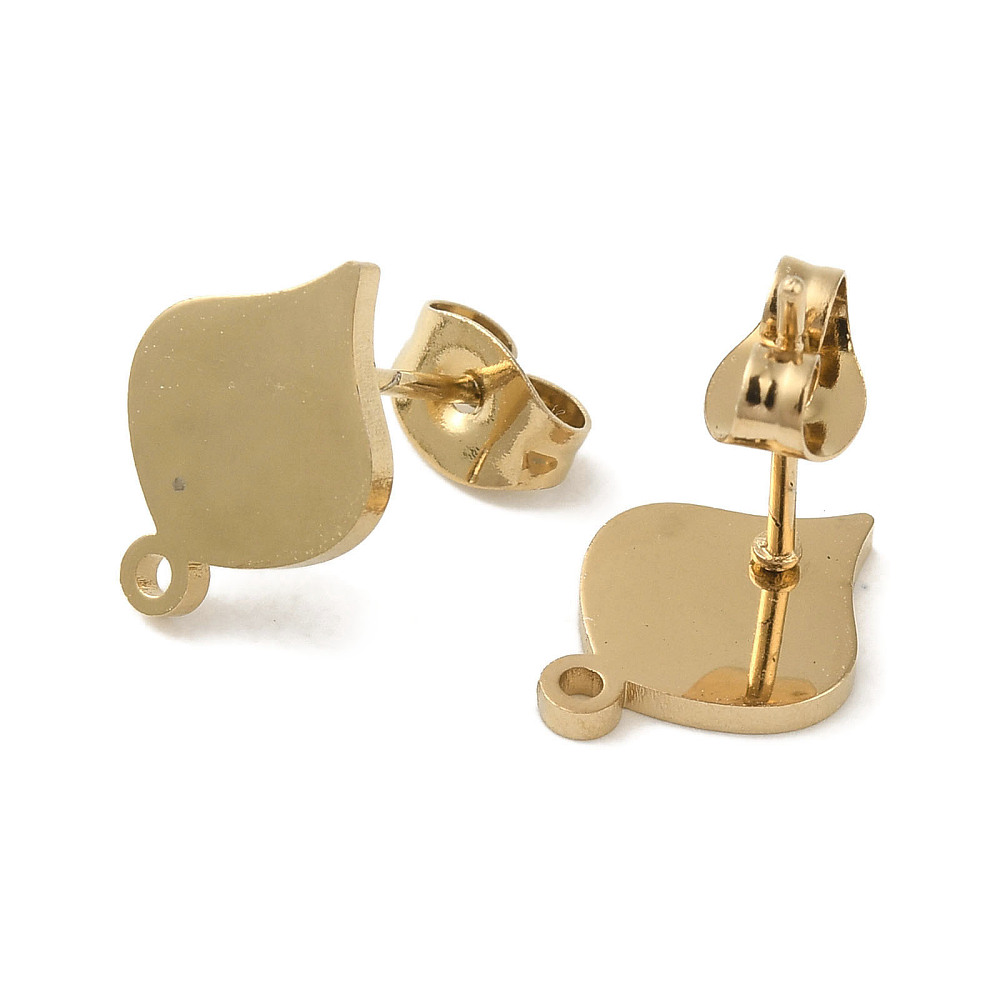 Boucle d'oreille INOX doré, placage ionique, puce forme losange, 12x9mm, trou 1,2mm, l'unité