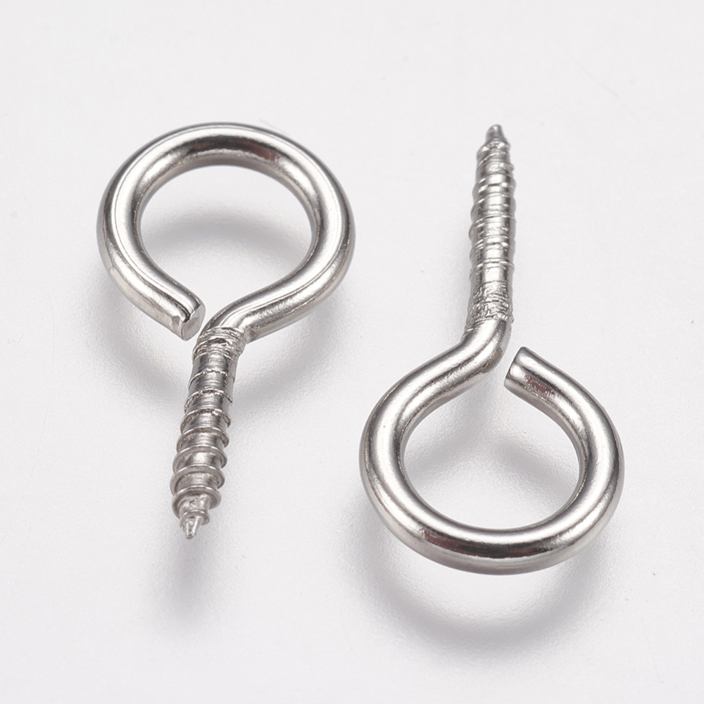 Piton en INOX argenté, piton à bord, 17x8,5x1,5mm, trou 5,5mm, l'unité
