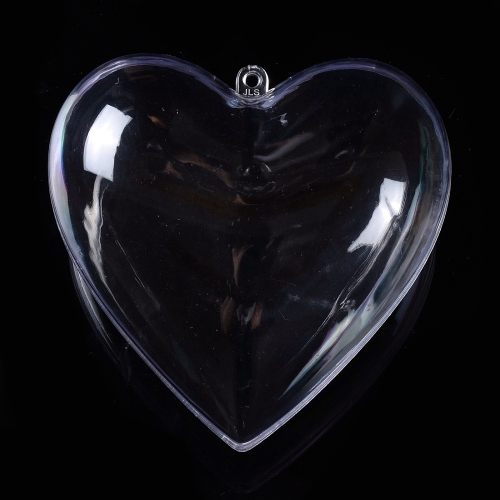 Coeur en plastique transparente, 2 parties, diamètre 78x79x46mm