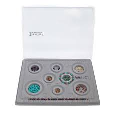 Plateau à perles pour bracelet, gris, 8 tailles + couvercle transparent amovible, 26.75x34.75cm