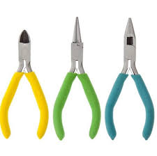 Kit de 3 pinces à bijoux en acier au carbone, (bec coupant, bec rond pour boucles et bec plat + lisse), multicolor, 12,7cm