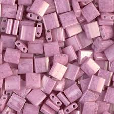 Perles Miyuki Tila 5mm, opaque ant rose luster, tube 7.2gr