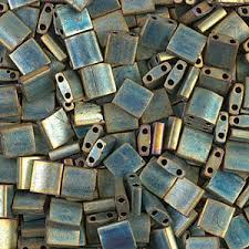 Perles Miyuki Tila 5mm, met patina iris, mat, tube 7.2gr