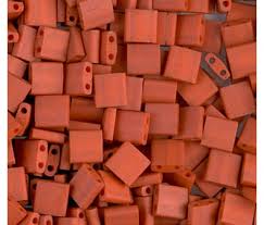 Perles Miyuki Tila 5mm, burnt sienna, mat, tube 7.2gr
