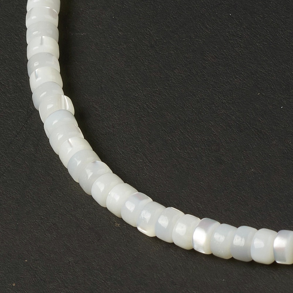 Perle en nacre naturelle, disque heishi, 4x2,5mm, trou 0,9mm, l'unité