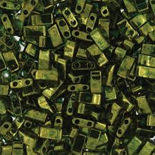 Perles Miyuki 1/2 Tila 5mm, olive green gold luster, tube 7.8gr