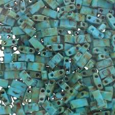 Perles Miyuki 1/2 Tila 5mm, opaque turquoise blue picasso, tube 7.8gr