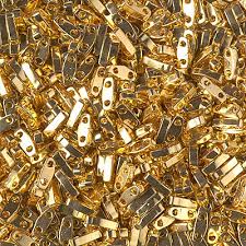 Perles Miyuki quarter Tila, 24K gold plated, tube 7.2gr