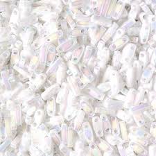 Perles Miyuki quarter Tila, pearl white, tube 7.2gr