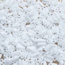 Perles Miyuki quarter Tila, opaque white, mat, tube 7.2gr