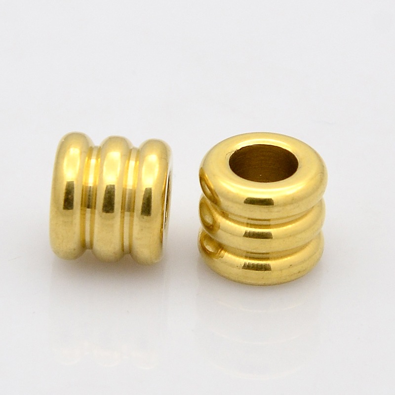 [N020  STAS-N020-13  STAS-E039-34] Cache noeud INOX doré, cylindre rainuré, diam 9mm trou 4mm