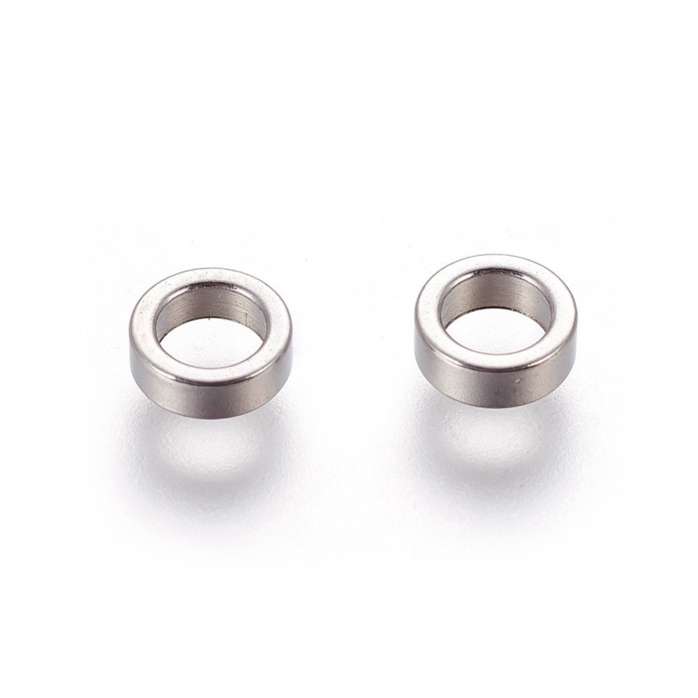 [9881 Stas-p232-01p] Séparateur INOX argenté, plat rond, 6x2mm, trou 4mm, l'unité