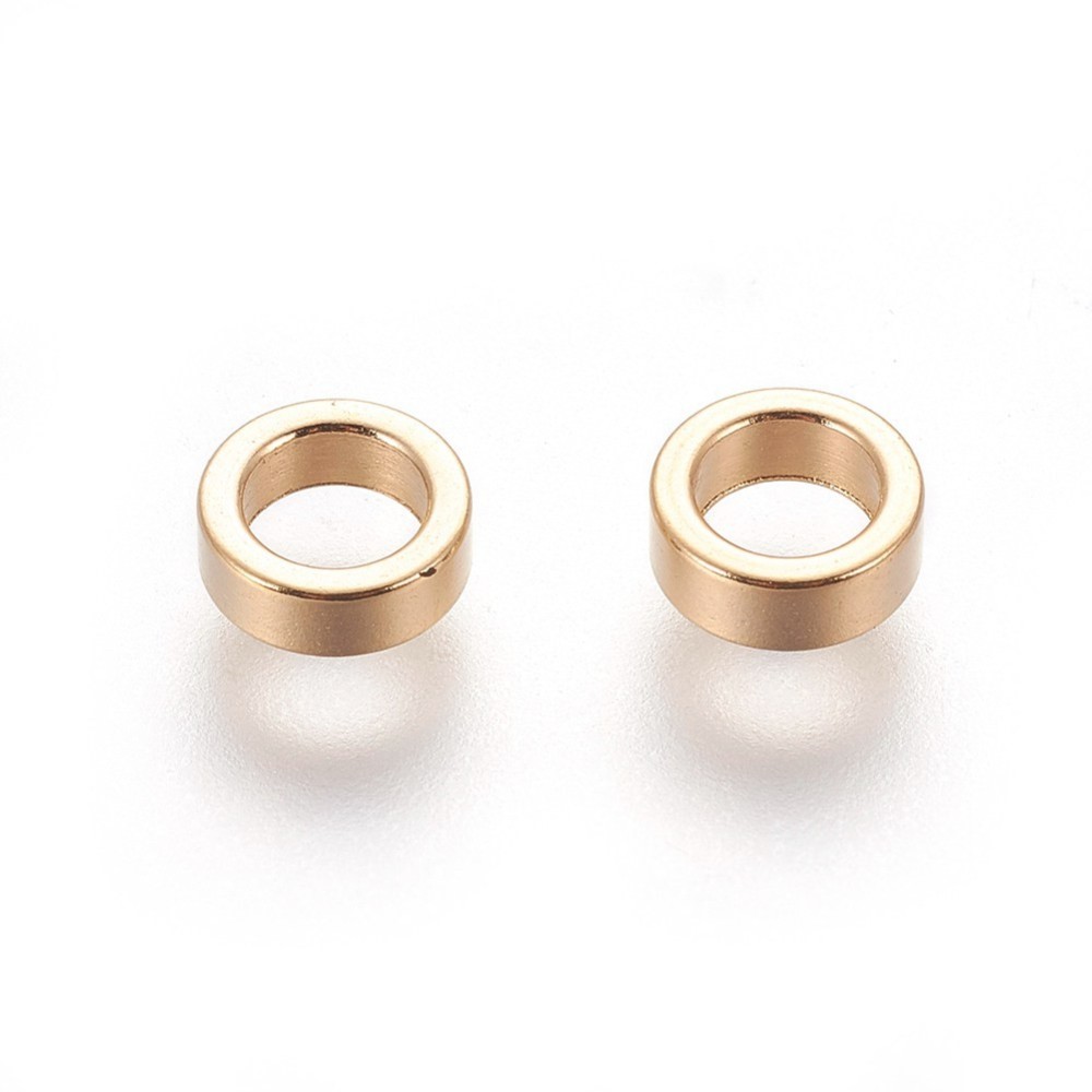 Cache noeud INOX doré, plaqué or 18k, disque plat rond, 6x2mm, trou 4mm, l'unité